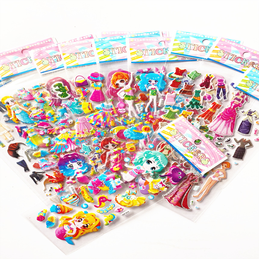 Factory direct supply three-dimensional stickers concave and convex children Cartoon Cartoon stickers PVC paste baby reward bubble stickers