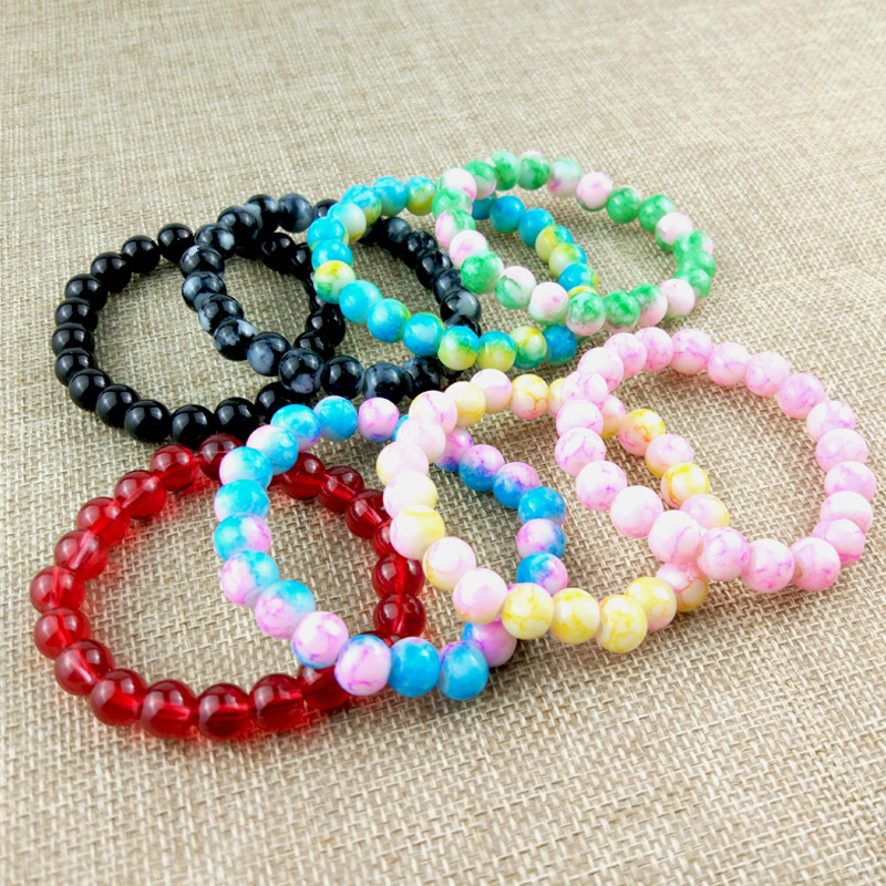 8mm imitation agate glass bead bracelet wholesale stall hot sale supply Yiwu small jewelry online store small gift