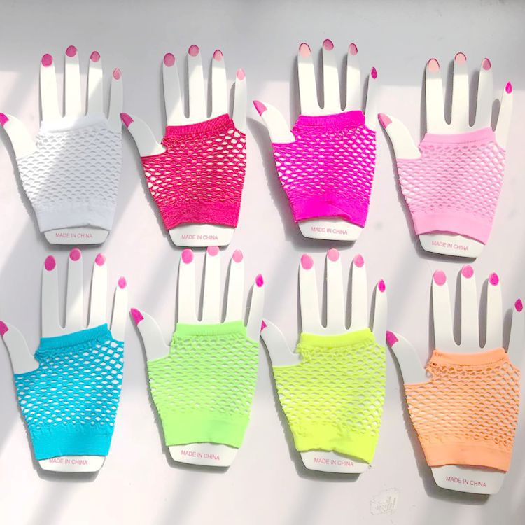 A large number of spot summer fishing net gloves punk style mesh gloves clothing accessories multi-color long gloves wholesale
