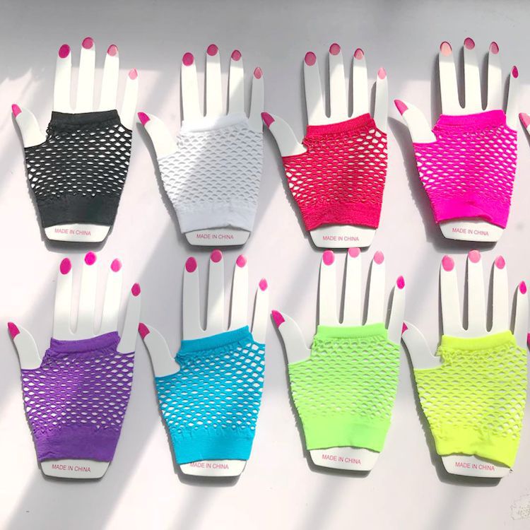 A large number of spot summer fishing net gloves punk style mesh gloves clothing accessories multi-color long gloves wholesale