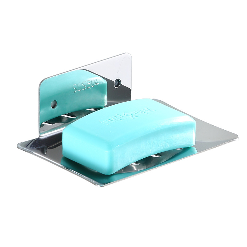 Soap Box Drain Soap Dish 304 Stainless Steel Suction Wall-Mounted Soap Rack Punch-Free Creative Hand Sanitizer Rack