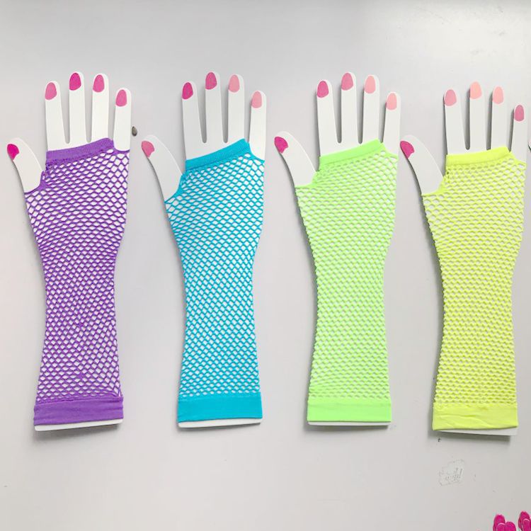 A large number of spot summer fishing net gloves punk style mesh gloves clothing accessories multi-color long gloves wholesale