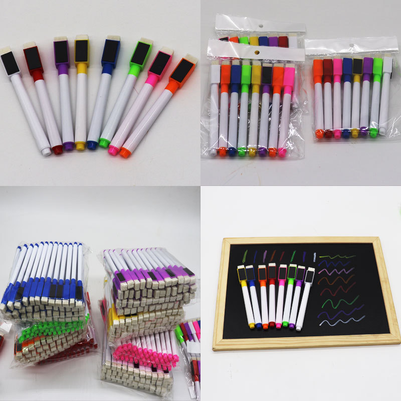 Factory direct blackboard pen water soluble liquid chalk erasable LED light board pen with magnetic belt brush marker pen