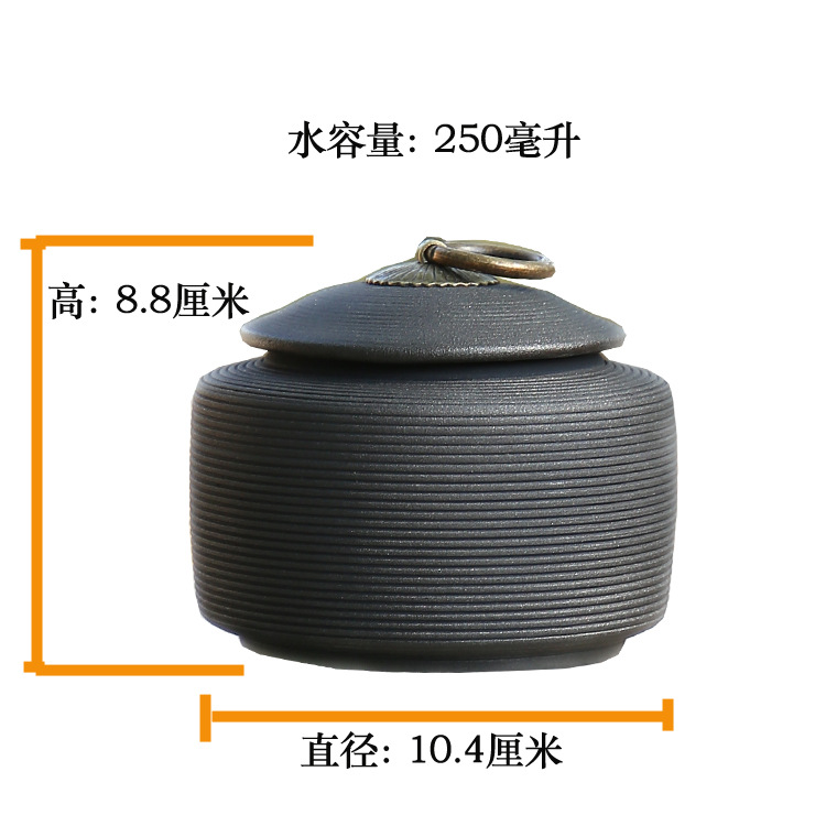 Cross-border New Style Hand-brushed Ceramic Tea Jar Sealed with Lid Pet Storage Jar Trendy Simple Design