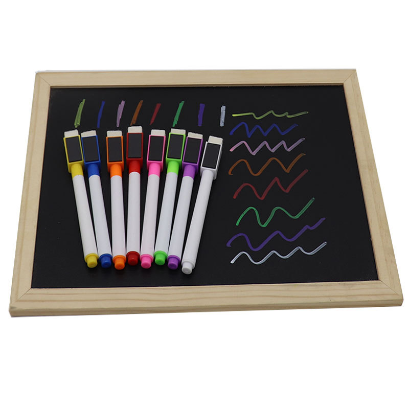 Factory direct blackboard pen water soluble liquid chalk erasable LED light board pen with magnetic belt brush marker pen