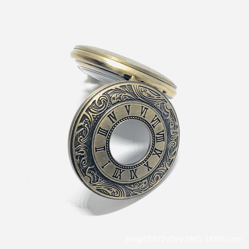 Retro Style Bronze Roman Simple Pocket Watch Classic Memorial Memory Old Hanging Watch Hot Selling Chain Quartz Watch