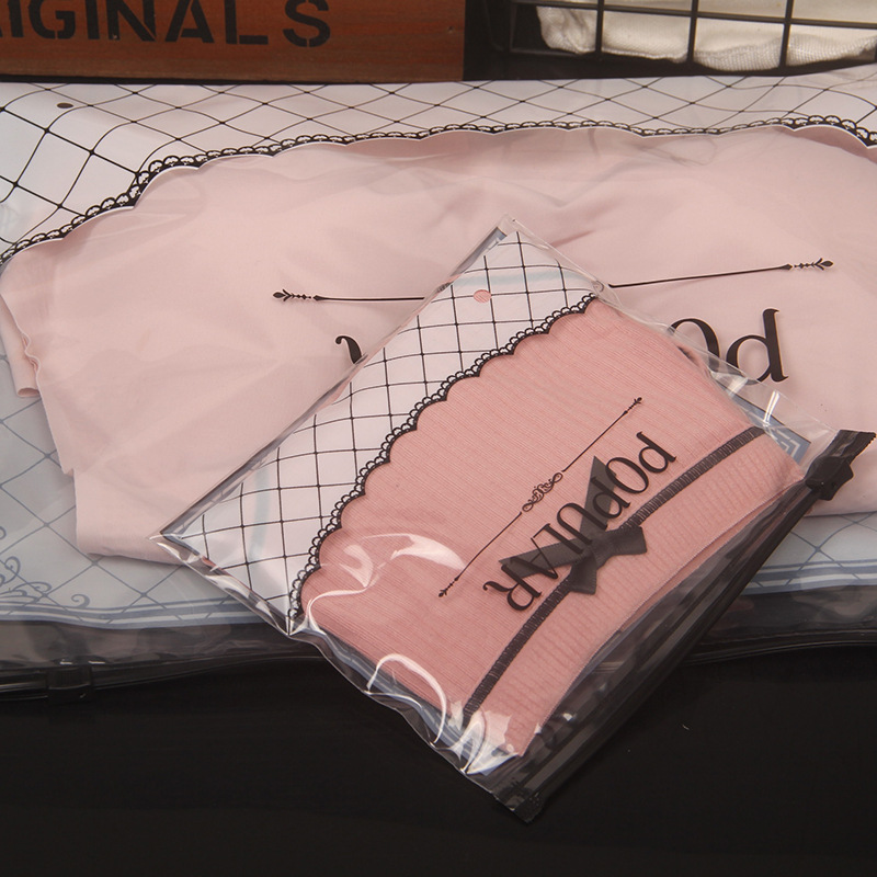 PE underwear bra packing bag leggings stockings leather pants transparent zipper bag T-shirt vest socks horizontal pull bag