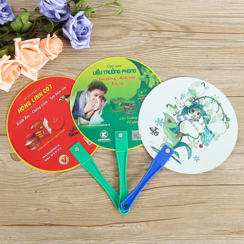 Plastic Advertising Fan Customized Logo Corporate Event Training Class Enrollment Promotion Group Fan Cartoon Gift Fan Customized