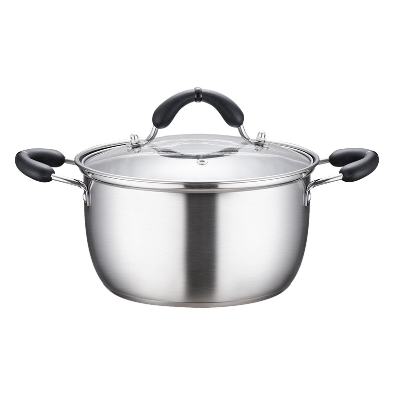 Factory Straight Hair 304 Stainless Steel Multi-Layer Compound Bottom Korean Binaural Household Hot Pot Gift Steaming Soup Pot