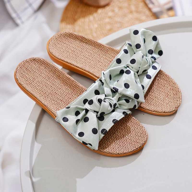 20 New Linen Slippers Women's Summer Bow Household Cotton Linen Slippers Night Market Stall