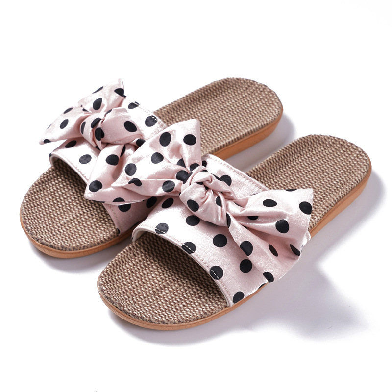20 New Linen Slippers Women's Summer Bow Household Cotton Linen Slippers Night Market Stall