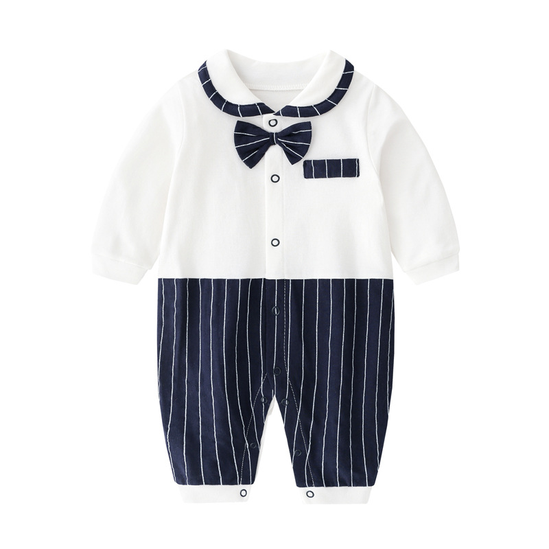 Newborn Baby Clothes Spring & Fall Baby Boy Jumpsuit 0-6 Months 100 Days 9 Infants Full Moon Gentleman Crawling Suit