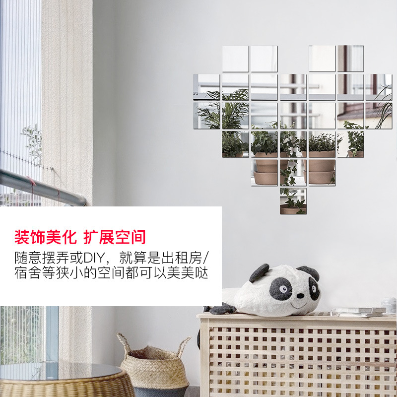 TikTok Internet Celebrity Photo Anti-True Ha-ha Mirror Plastic Electroplating Simulation Mirror Wall Stickers Self-Adhesive Reflective Mirror Stickers