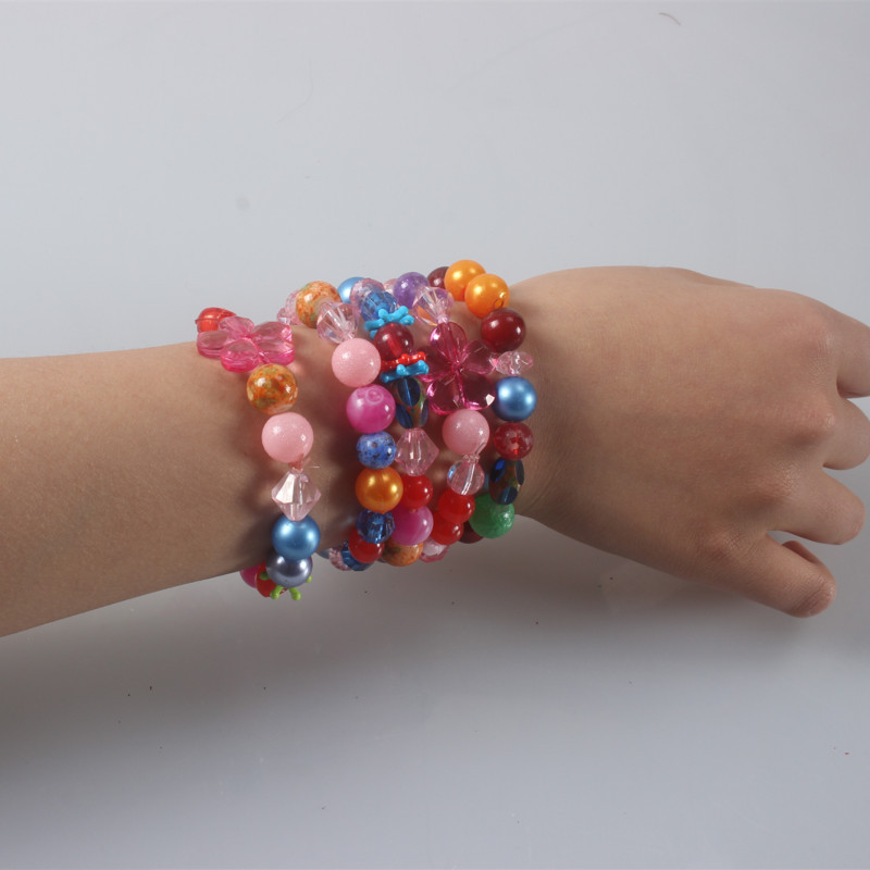 Children's Bracelet Colorful Acrylic Beads Girls Cute Plastic Pearl Beads Colorful Beads Bracelet Flower Bracelet