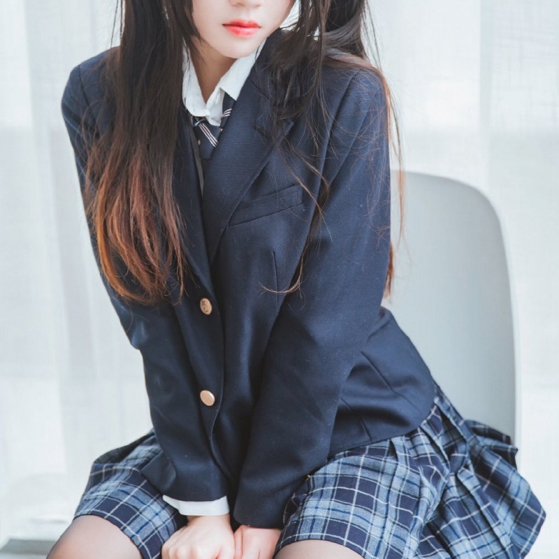 Original Two-Button Solid Color Blazer Japanese School Style Jk Uniform Gold Button Decoration Slim Fit Suit with Shoulder Pads