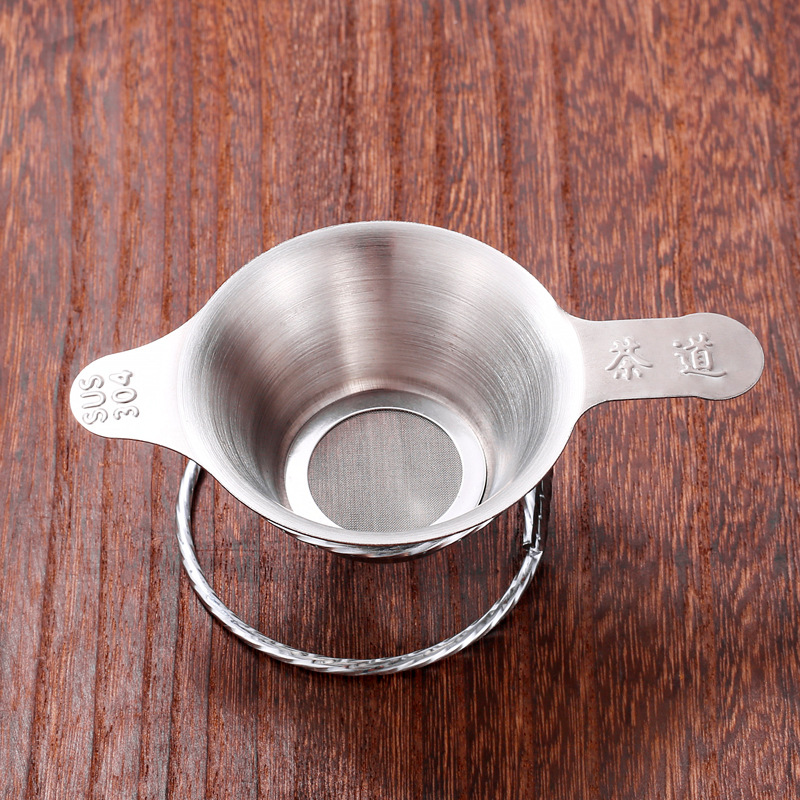Factory wholesale stainless steel binaural tea drain thickened duckbill tea filter 304 gauze tea ceremony filter bracket wholesale