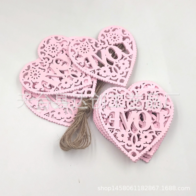 Natural Love Carved Peach Heart Pendant Wooden Wood Chips Wedding Supplies Clothing Accessories Heart Decoration Pendant