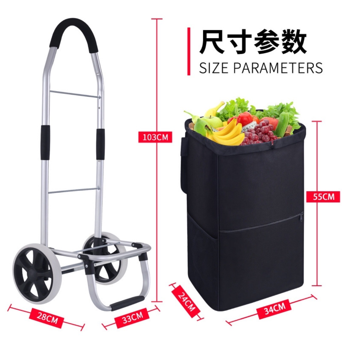 Pull Rod Type Simple Universal Aluminum Alloy Portable Shopping Cart Folding Pull Rod Cart Shopping Cart Portable Stairclimbing Cart