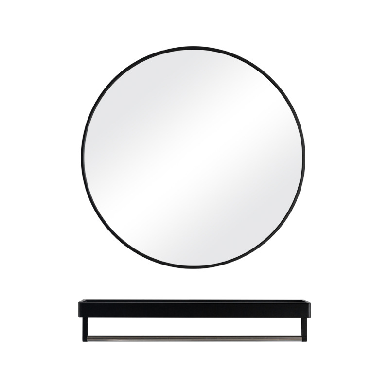 Dropshipping Scandinavian Simple Bathroom Mirror Fashionable Bathroom Round Mirror Wall Hanging Punch-Free Bathroom Mirror Round