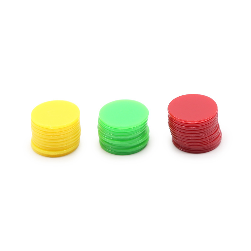 Chip plastic game coin round card blank solid color wafer color light plate chip coin translucent small sequins