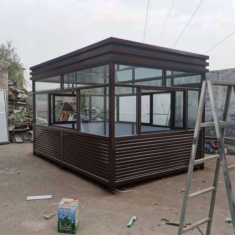 Metal Steel Structure Guard Pavilion Fluorocarbon Lacquer Guard Pavilion Rounded Corner Metal Guard Pavilion Duty Pavilion Parking Lot Toll Booth