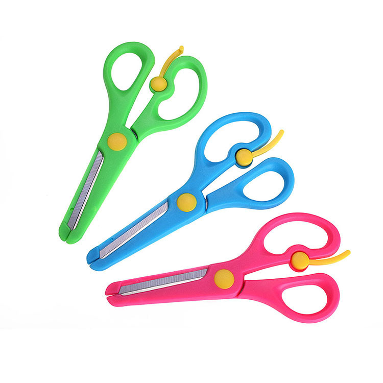Children's Safety Scissors Paper with blade scissors children anti-clip elastic plastic student handmade small scissors wholesale
