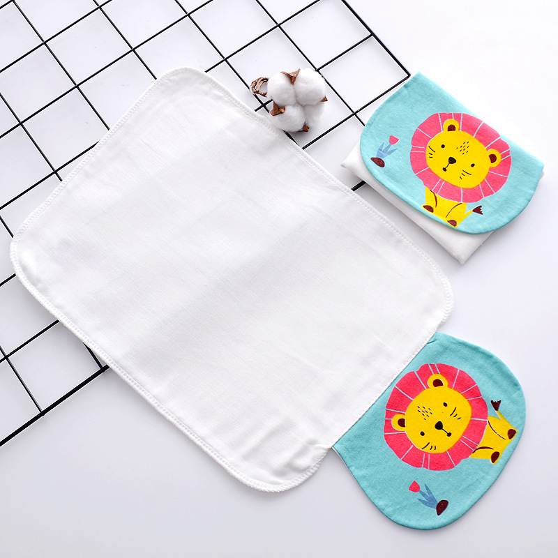 Sweat-Absorbing Towel Manufacturer Wholesale Bear-Shaped Four-Layer Gauze Infant Back Pad Sweat Towel Cotton Gauze Super Soft and Absorbent