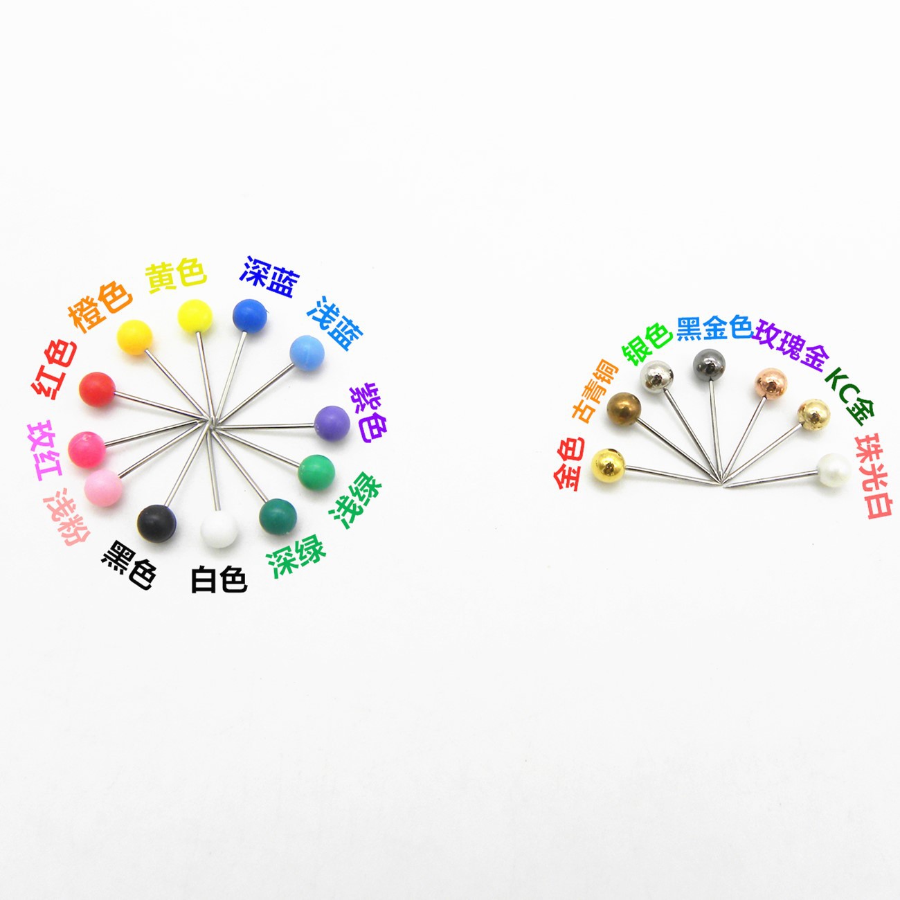 Stainless Steel Needle Color Plastic Pin Stationery Office Cork Fixed Multi-Size Ball Pin