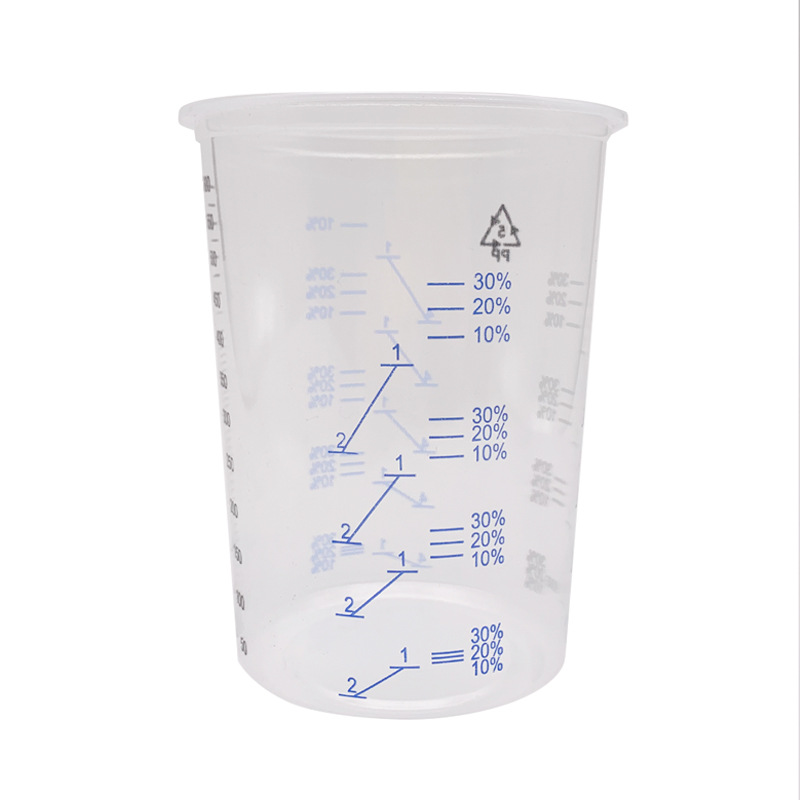 Postage disposable paint cup transparent plastic with scale cup 1000ml thick PP measuring cup ratio 600ML