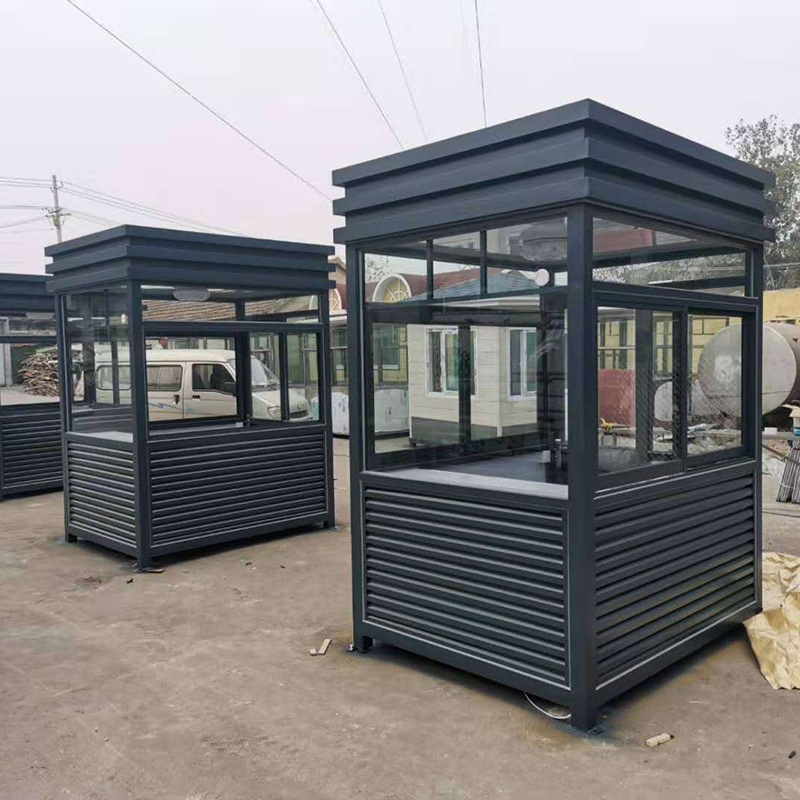 Metal Steel Structure Guard Pavilion Fluorocarbon Lacquer Guard Pavilion Rounded Corner Metal Guard Pavilion Duty Pavilion Parking Lot Toll Booth