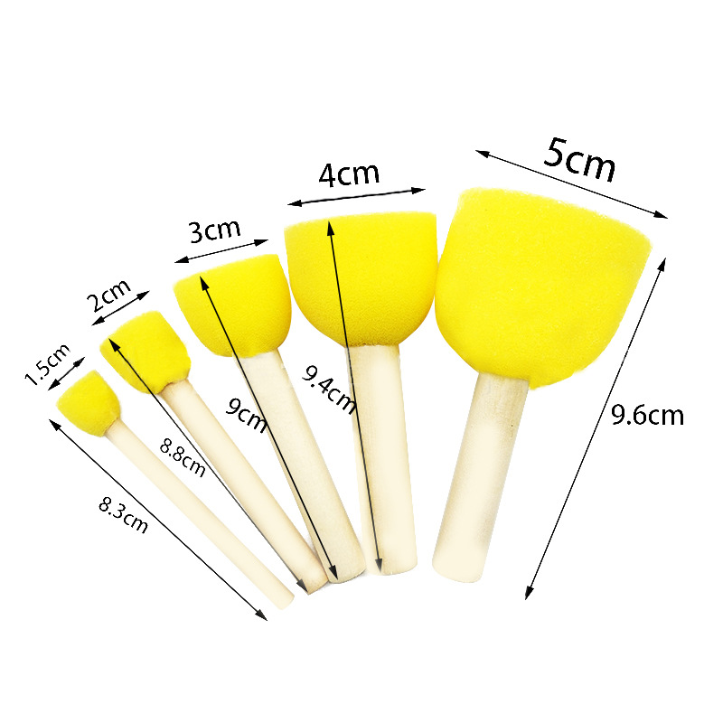 Children's diy Painting Sponge Seal Brush Wooden Handle Round Mushroom Sponge Brush Paint Graffiti Art Brush
