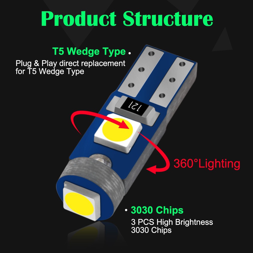 Светодиодный индикаторный свет T5 3030 3SMD для приборной панели и кондиционера