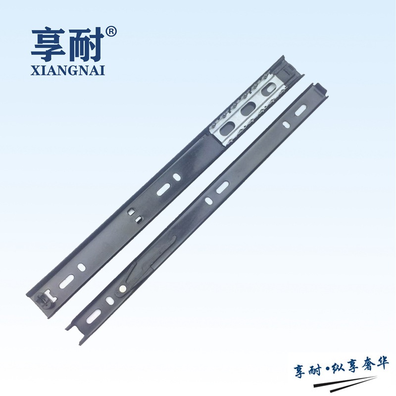 Factory direct supply 27 wide two-section steel ball slide slide mute drawer two-fold rail cabinet high-quality sliding guide