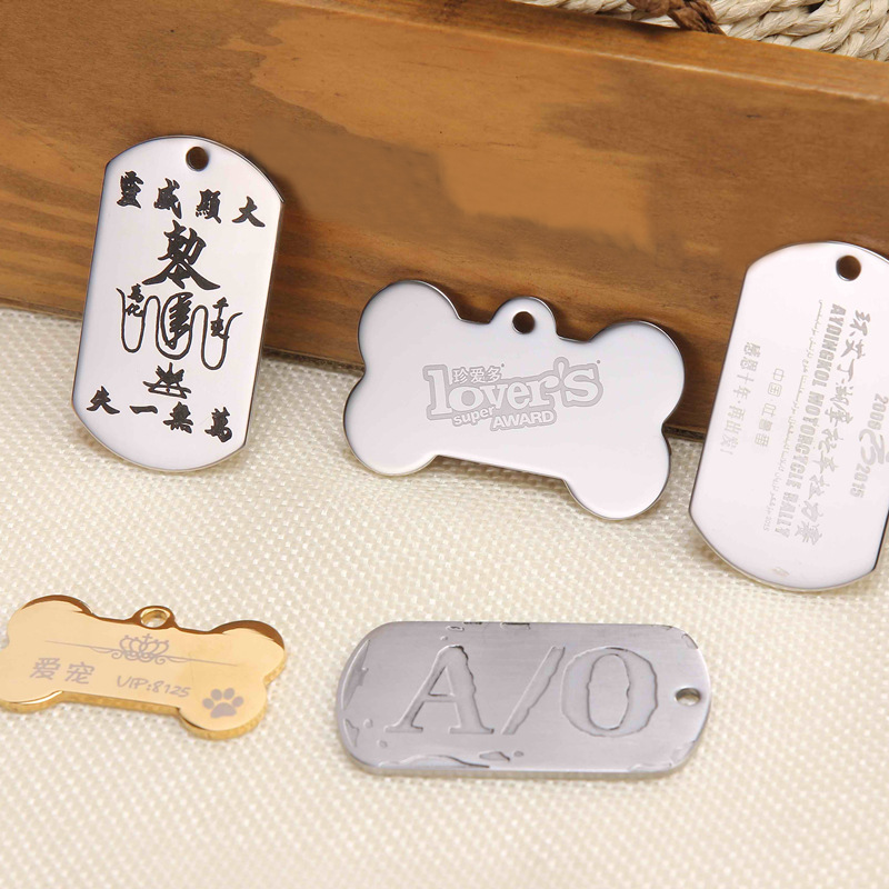 Stainless steel dog tag metal pet tag titanium steel military tag pendant cross-border spot advertising gift logo