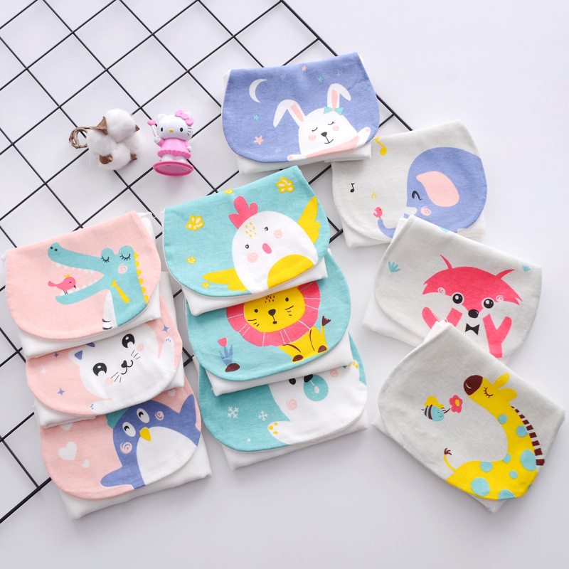 Sweat-Absorbing Towel Manufacturer Wholesale Bear-Shaped Four-Layer Gauze Infant Back Pad Sweat Towel Cotton Gauze Super Soft and Absorbent