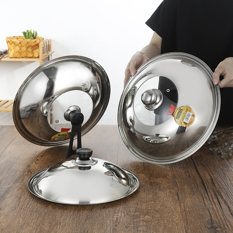 Крышка для кастрюли из взрывозащитного стекла, видимая, пищевая, немагнитная, из нержавеющей стали, для сковороды, плоское дно, большая крышка 30см -40см