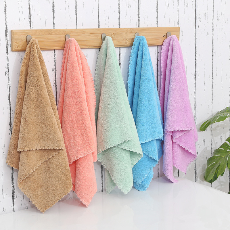 Manufacturer Wholesale Coral Velvet Square Towel Children's Face Wash Towel Kindergarten Hand Towel Makeup Remover Rag Can Be Vacuumed