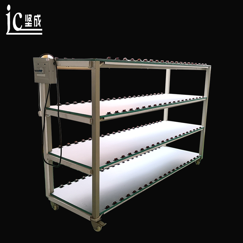Фабрика Чжуншань производит стойки для старения потолочных LED-ламп, мобильные четырехъярусные тележки для старения