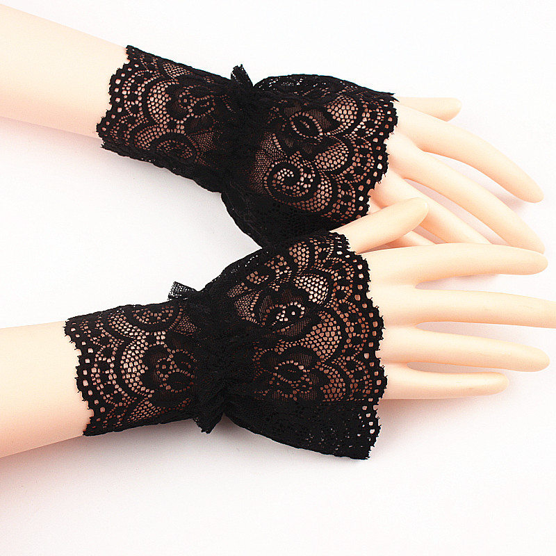 New lace mesh hollow crocheted fake oversleeve women's trendy flared cuff lace fake sleeve wrist sleeve wholesale