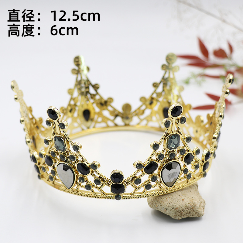 Plastic Crown Cake Decorative Ornaments Mini Round Crown with Pearl Children's Princess Headwear Highlight Small Crown Women