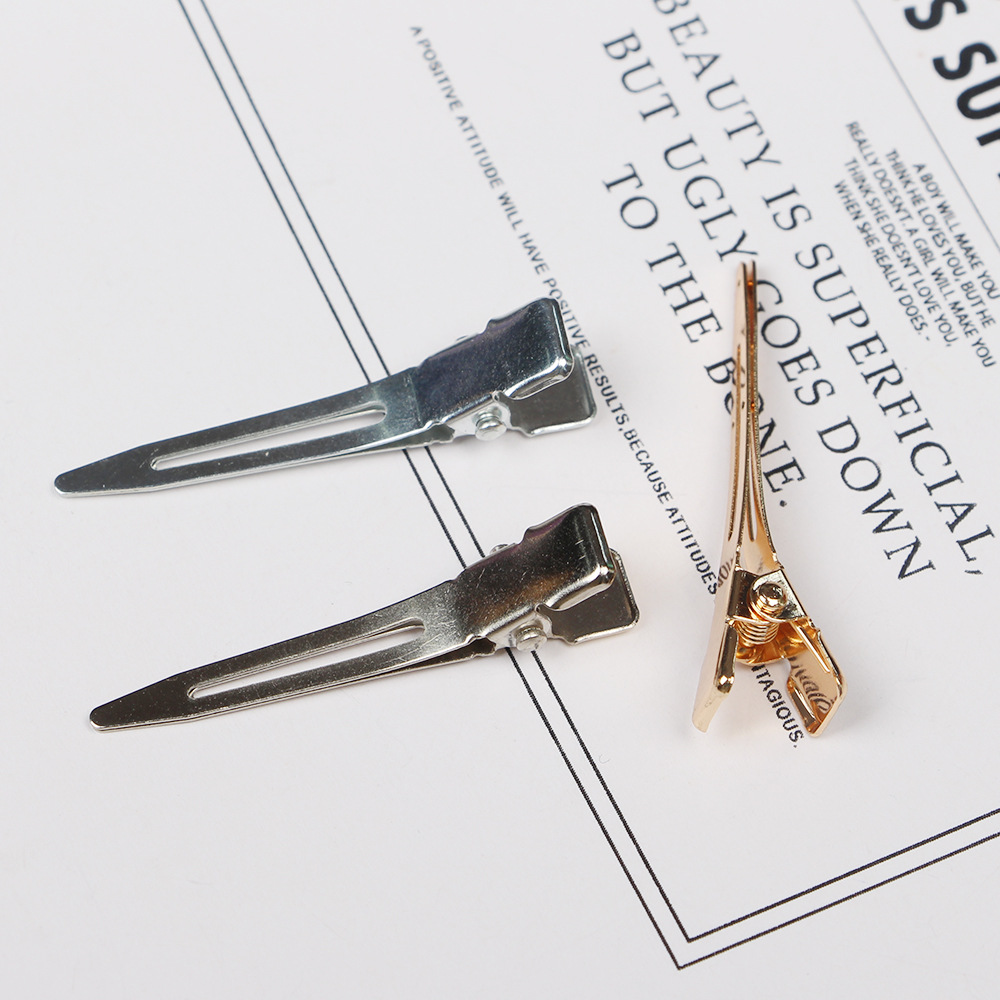 Factory Direct supply 4.5CM 3.5CM 6CM nickel color seamless clip DIY jewelry accessories single fork tip clip