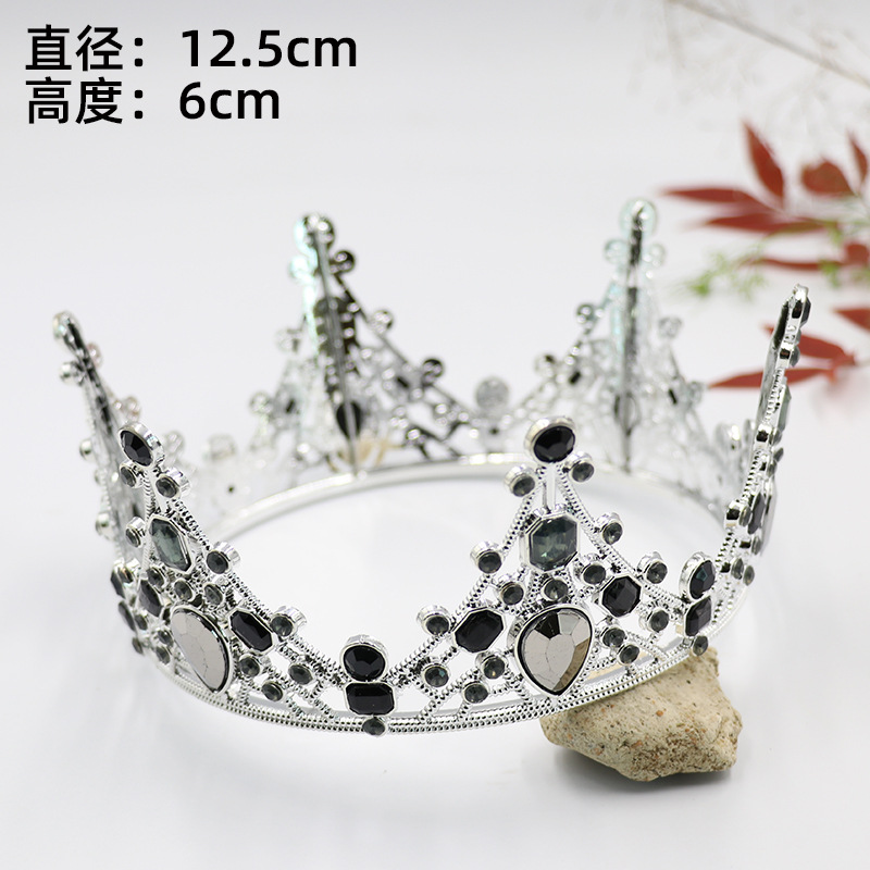 Plastic Crown Cake Decorative Ornaments Mini Round Crown with Pearl Children's Princess Headwear Highlight Small Crown Women