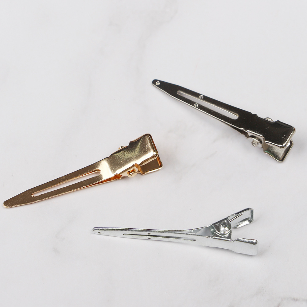 Factory Direct supply 4.5CM 3.5CM 6CM nickel color seamless clip DIY jewelry accessories single fork tip clip