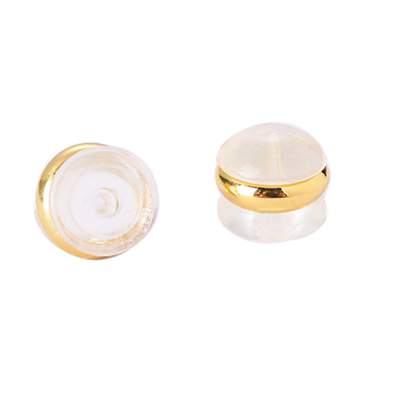 diy earrings jewelry accessories transparent plastic anti-drop stainless steel ring South Korea ear studs plug golden edge hamburger ear plug