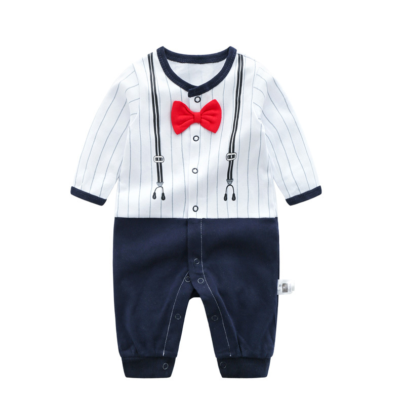 Newborn Baby Clothes Spring & Fall Baby Boy Jumpsuit 0-6 Months 100 Days 9 Infants Full Moon Gentleman Crawling Suit