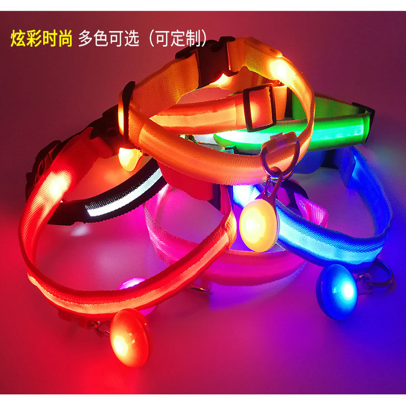 USB rechargeable LED luminous dog collar cat collar Teddy golden retriever pet dog with decorations large, medium and small dog