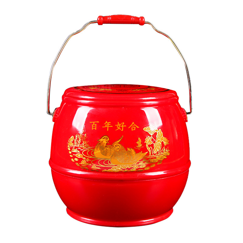 Children's bucket knot wedding supplies decoration for women's bride wedding wedding wedding wedding red plastic bucket