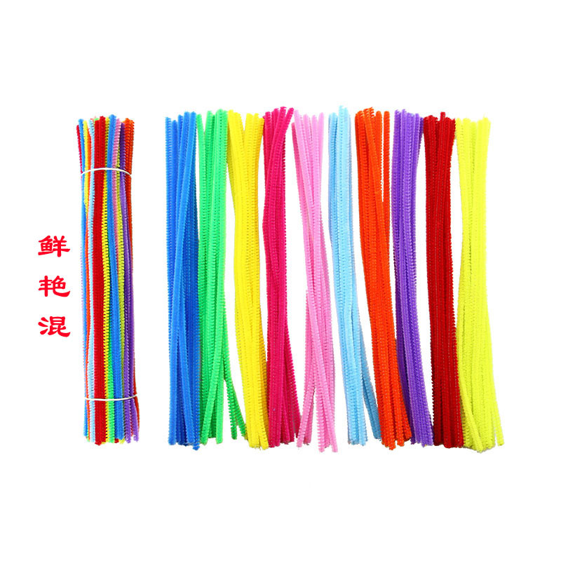 Mixed Color Hair Root DIY Materials Kidsren's Educational Toys Tops Velvet Strips Kindergarten Handmade Twist Stick Bouquet Wholesale