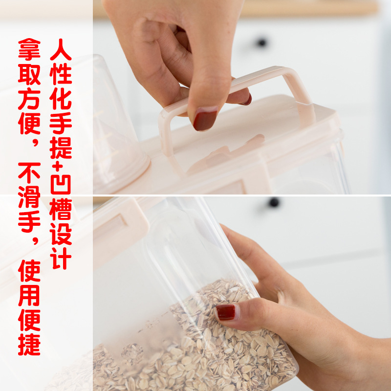 Plastic Rice Bucket Sealed Jar Household Portable Cereal Storage Box Grain Rice Box Large Capacity Wholesale Free Shipping