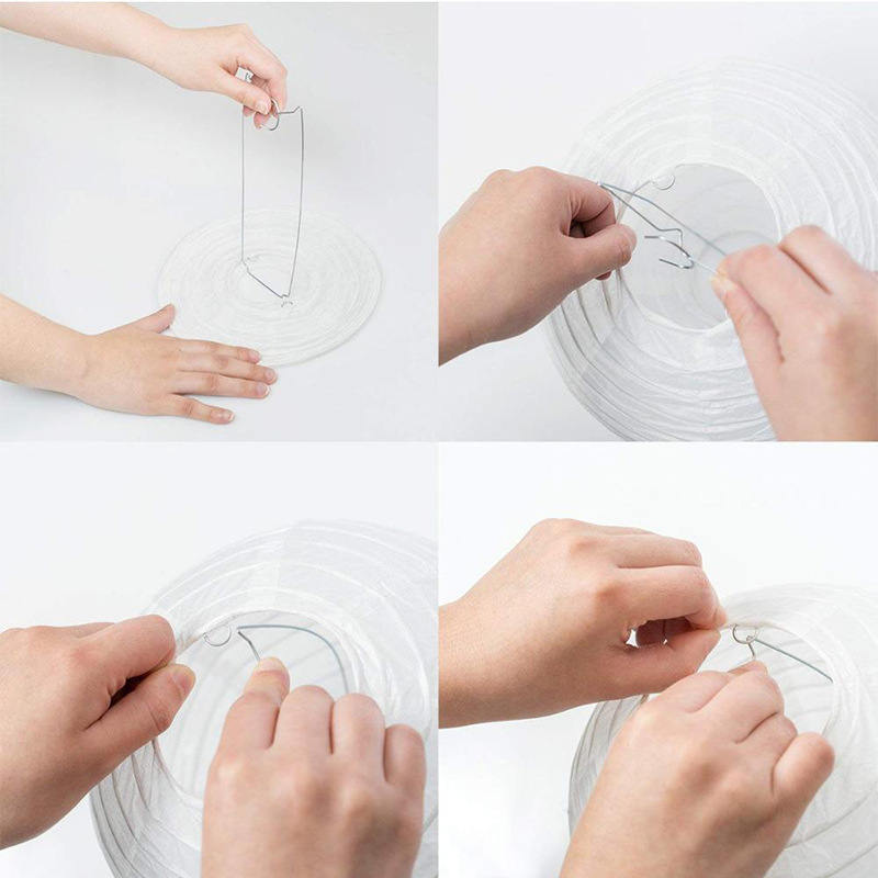 Manufacturer Wholesale White Paper Lanterns Mid-Autumn Festival and Spring Festival Folding Handmade Round Paper Lanterns Wedding Festive Supplies Decoration